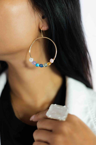 Energetically Aligned 7 Chakra Gold Hoop Earrings