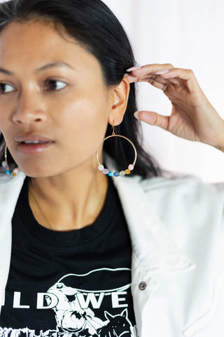 Energetically Aligned 7 Chakra Gold Hoop Earrings