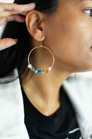 Energetically Aligned 7 Chakra Gold Hoop Earrings