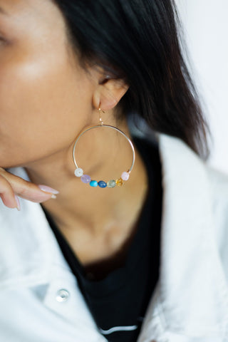 Energetically Aligned 7 Chakra Gold Hoop Earrings