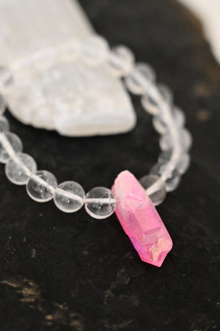 Manifesting My Wildest Dreams Pink Rose Aura Quartz Bracelet