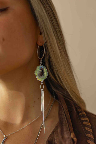 Go Your Own Way Titanium Agate Silver Earrings