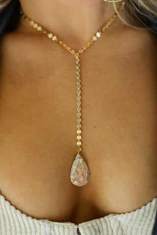 Heart Energy Angel Aura Gold Lariat Necklace