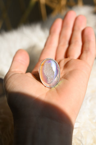 Lightbringer Angel Aura Chalcedony Druzy Ring