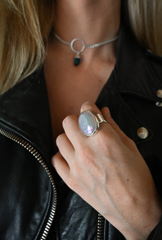 Lightbringer Angel Aura Chalcedony Druzy Ring