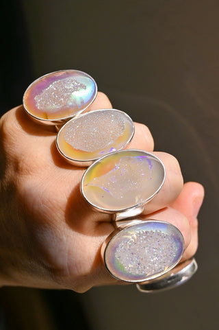 Lightbringer Angel Aura Chalcedony Druzy Ring