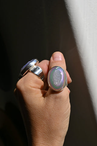 Lightbringer Angel Aura Chalcedony Druzy Ring