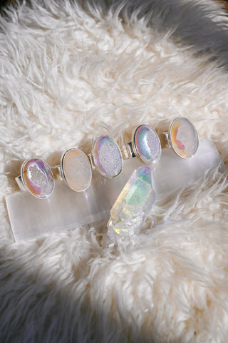 Lightbringer Angel Aura Chalcedony Druzy Ring