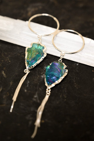 Blue Flame Aura Quartz Silver Earrings