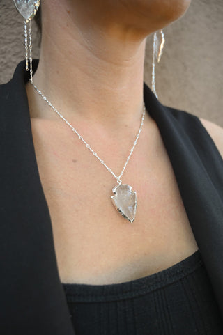 Crystal Clear Quartz Arrowhead Necklace