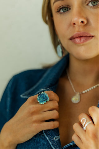 Walking My Truest Path Desert Druzy Rosette Sterling Silver Ring