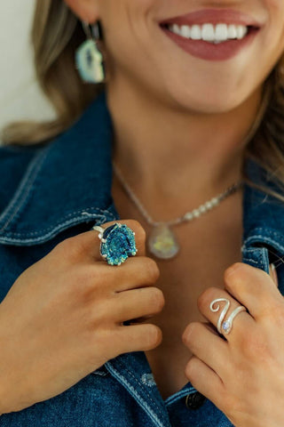 Walking My Truest Path Desert Druzy Rosette Sterling Silver Ring