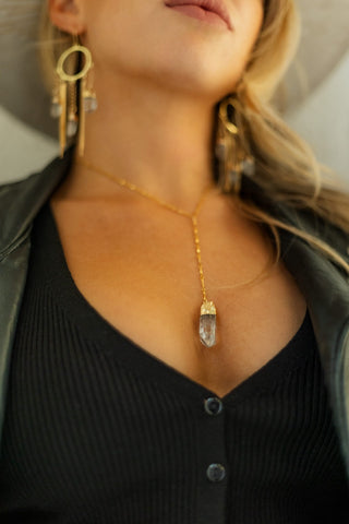 Boss Gold Quartz Lariat Necklace