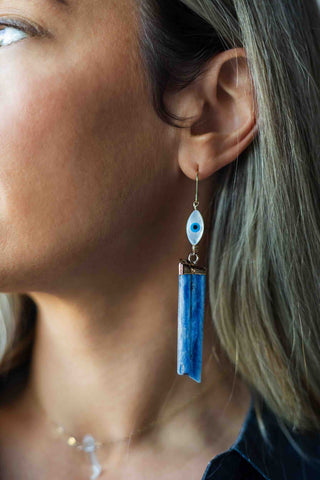 Speak Your Truth Evil Eye Kyanite Earrings