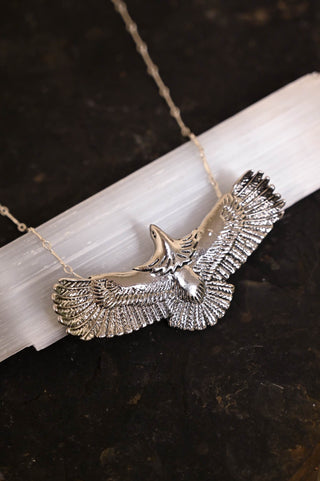 Soaring High Eagle Silver Necklace