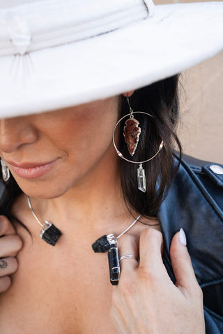 Grounded & Grateful Mahogany Obsidian Silver Hoop Earrings