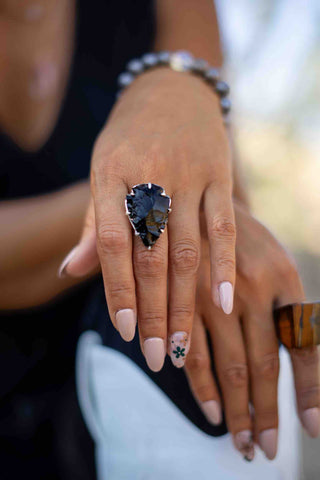 Transformer of Energy Obsidian Silver Ring