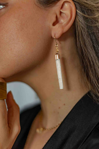 Self Talk Selenite Wand Earrings