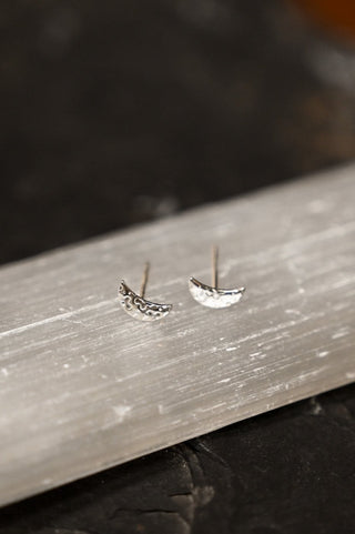 New Beginnings Are Here Crescent Moon Silver Stud Earrings