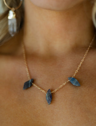 I Am Changing Labradorite Tear Drop Gold Necklace