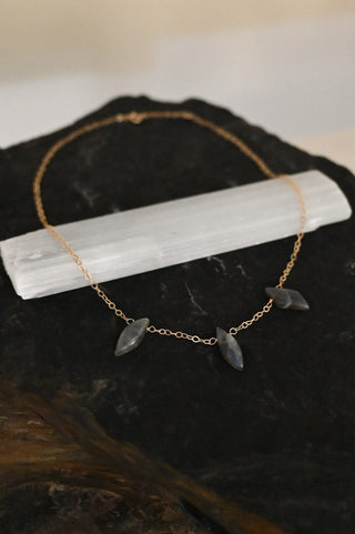 I Am Changing Labradorite Tear Drop Gold Necklace