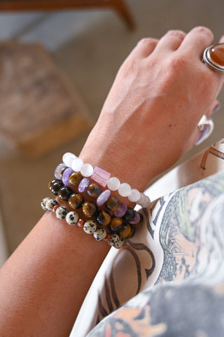 purple amethyst brown tigers eye gemstone bracelet