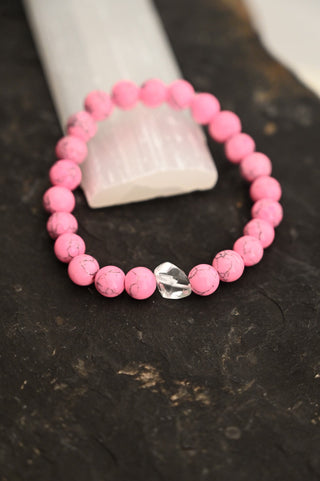 pink agate beaded bracelet 