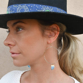 blue topaz gold hoop earrings